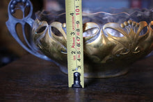 Load image into Gallery viewer, Art Nouveau Silver Plated Centerpiece Bowl With Lily Piercing - Glass Liner – 12 cm H, 20 cm Ø Bowl, 30 cm W
