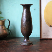 Load image into Gallery viewer, Hand-Hammered WW1 Brass Trench Art Vase From Spent Shell Casing
