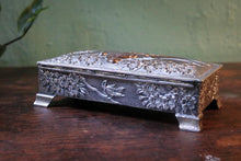 Load image into Gallery viewer, Vintage Japanese Silver-Plated Jewellery Box with Birds &amp; Blossom — Repoussé, Velvet Lined

