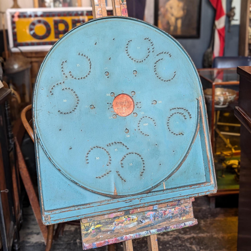 Large painted fairground ‘Coney’ bagatelle game board, c.1920–40