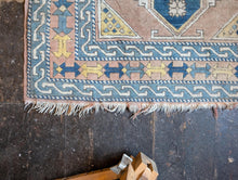 Load image into Gallery viewer, 7&#39;7&quot; x 4&#39;6&quot; - Vintage Anatolian (Oushak) Tribal Hand-Knotted Wool Rug - Dusty Blue &amp; Rose - 232 x 136 cm
