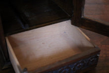 Load image into Gallery viewer, Miniature Oak Smoker’s Cabinet With Glazed Door &amp; Carved Floral Frieze, c.1910
