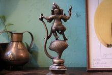 Load image into Gallery viewer, Early 20th.C Indian Bronze Naga Ganesha – Dancing Ganesha on Serpent Base, Lost-Wax Cast Hindu Deity Statue – 24.5 cm
