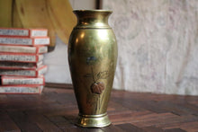 Load image into Gallery viewer, Antique C.1920 Japanese Brass and Copper Vase – Birds &amp; Blossoms
