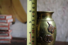 Load image into Gallery viewer, Antique C.1920 Japanese Brass and Copper Vase – Birds &amp; Blossoms
