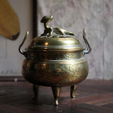 Load image into Gallery viewer, Early 20th-C Japanese Brass Koro Incense Burner With Animal Finial
