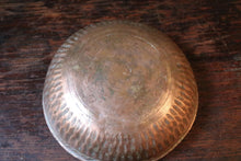 Load image into Gallery viewer, Antique Middle Eastern Hand-Engraved Copper Bowl – Boteh &amp; Calligraphy, 7&quot;
