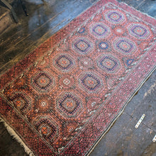 Load image into Gallery viewer, 3&#39;9&quot; x 6&#39;10&quot; – Vintage Afghan Ersari (Turkmen) Hand-Knotted Wool Rug – Brick Red &amp; Indigo – 114 x 208 cm
