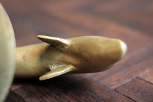 Load image into Gallery viewer, Vintage Art Deco Solid Brass Leaping Dolphin Paperweight / Desk Sculpture – Streamlined Form, Patinated Finish
