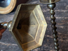 Load image into Gallery viewer, Tall Antique English Barley Twist Brass Candlesticks 19&quot;
