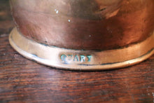Load image into Gallery viewer, Victorian Copper Quart Tavern Measure Jug – Bellied Form, Curved Handle, c.1890–1910
