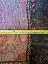Load image into Gallery viewer, Large Victorian Kashmir-Style Paisley Shawl – Soft Pink &amp; Sage With Pom-Pom Trim - 163 x 163 cm
