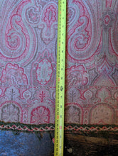 Load image into Gallery viewer, Large Victorian Kashmir-Style Paisley Shawl – Soft Pink &amp; Sage With Pom-Pom Trim - 163 x 163 cm
