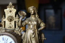 Load image into Gallery viewer, French Figural Spelter &amp; Alabaster Mantel Clock – 35 cm
