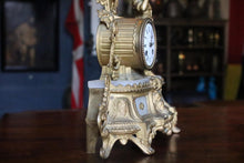 Load image into Gallery viewer, French Figural Spelter &amp; Alabaster Mantel Clock – 35 cm
