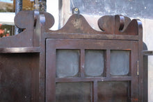 Load image into Gallery viewer, Arts &amp; Crafts Oak Wall Cabinet With Glazed Door And Brass-Gallery Side Shelves, Shaped Backboard, C.1900 (50 × 67 cm)
