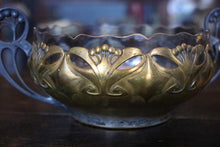 Load image into Gallery viewer, Art Nouveau Silver Plated Centerpiece Bowl With Lily Piercing - Glass Liner – 12 cm H, 20 cm Ø Bowl, 30 cm W
