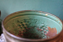 Load image into Gallery viewer, Vintage Lion-Mask Ring-Handled Grape Relief Jardiniere / Planter – Brass Cachepot, C.1940
