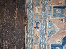 Load image into Gallery viewer, 7&#39;7&quot; x 4&#39;6&quot; - Vintage Anatolian (Oushak) Tribal Hand-Knotted Wool Rug - Dusty Blue &amp; Rose - 232 x 136 cm
