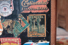 Load image into Gallery viewer, Vintage Stickered Travel Suitcase – Swedish American Line, Trans-Canada Air Lines &amp; Hotel Labels – 1930s–50s – 55 × 16 × 34 cm
