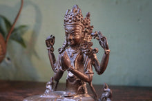 Load image into Gallery viewer, Small Antique Bronze Four-Armed Avalokiteśvara (Shadakshari / Chenrezig) — Consecration Cavity —  Esrly 20th Century — Approx. 12.5 cm High

