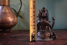 Load image into Gallery viewer, Small Antique Bronze Four-Armed Avalokiteśvara (Shadakshari / Chenrezig) — Consecration Cavity —  Esrly 20th Century — Approx. 12.5 cm High
