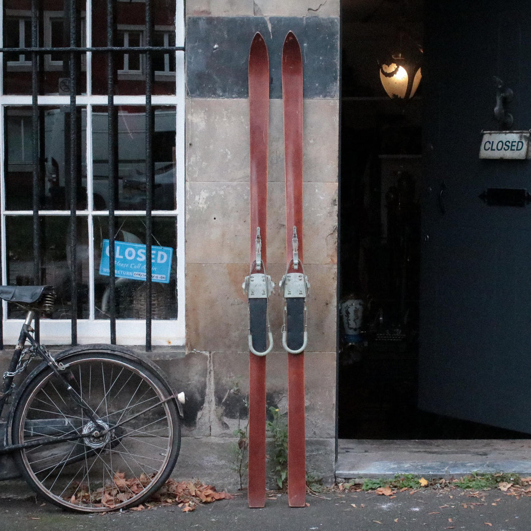 Vintage Swedish Wooden Skis With Cable Bindings — Bröderna Sandströms — c.1930s–50s — 190 cm