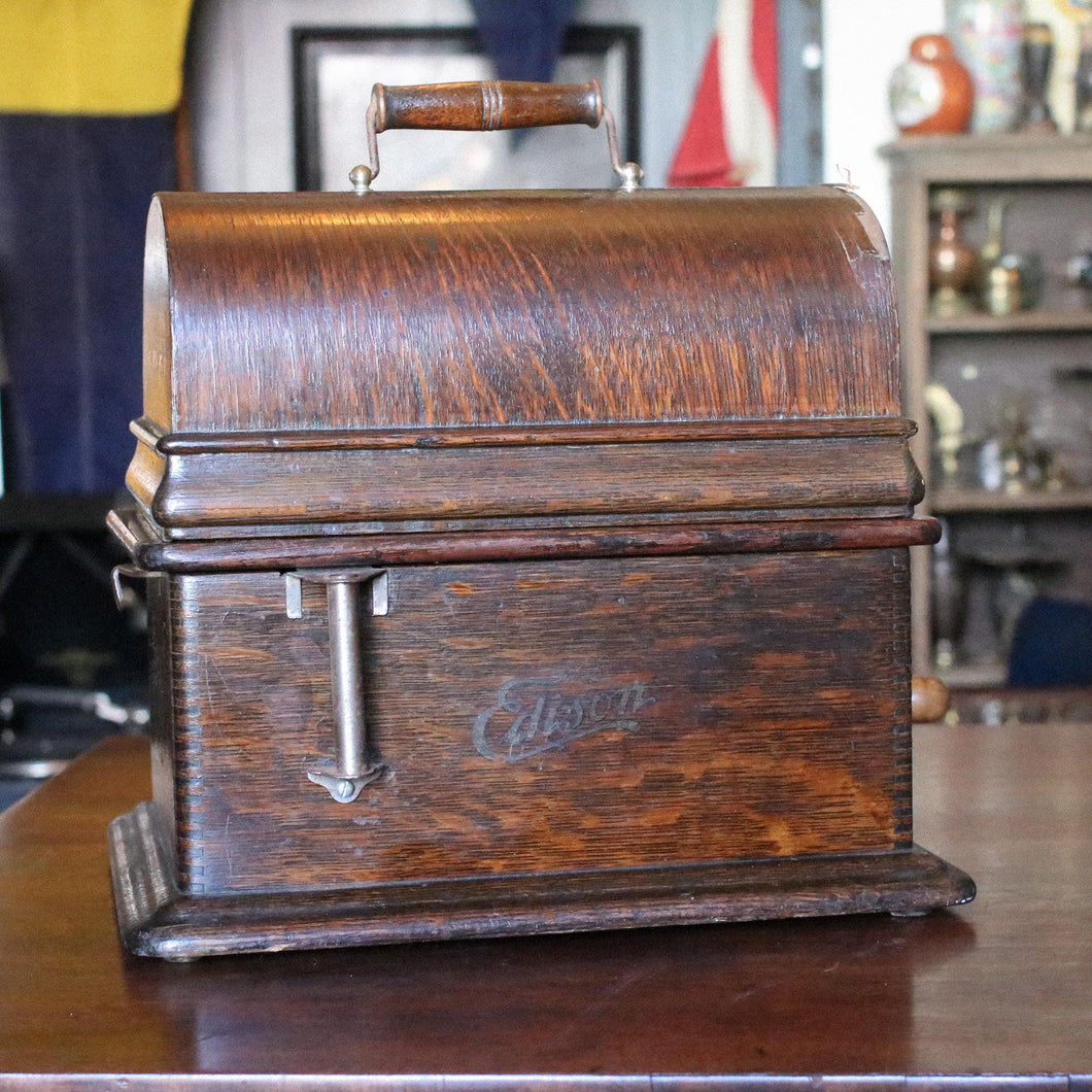 Antique Edison Standard Phonograph Model B – Early 1900s Cylinder Player in Oak Case