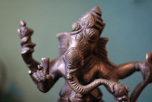 Load image into Gallery viewer, Early 20th.C Indian Bronze Naga Ganesha – Dancing Ganesha on Serpent Base, Lost-Wax Cast Hindu Deity Statue – 24.5 cm
