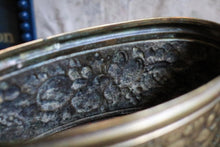 Load image into Gallery viewer, Oval Repoussé Brass Cachepot On Paw Feet – Fruit &amp; Foliage Relief, c. Late 19th–Early 20th Century
