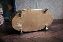 Load image into Gallery viewer, Oval Repoussé Brass Cachepot On Paw Feet – Fruit &amp; Foliage Relief, c. Late 19th–Early 20th Century

