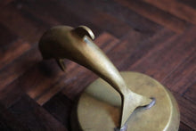 Load image into Gallery viewer, Vintage Art Deco Solid Brass Leaping Dolphin Paperweight / Desk Sculpture – Streamlined Form, Patinated Finish
