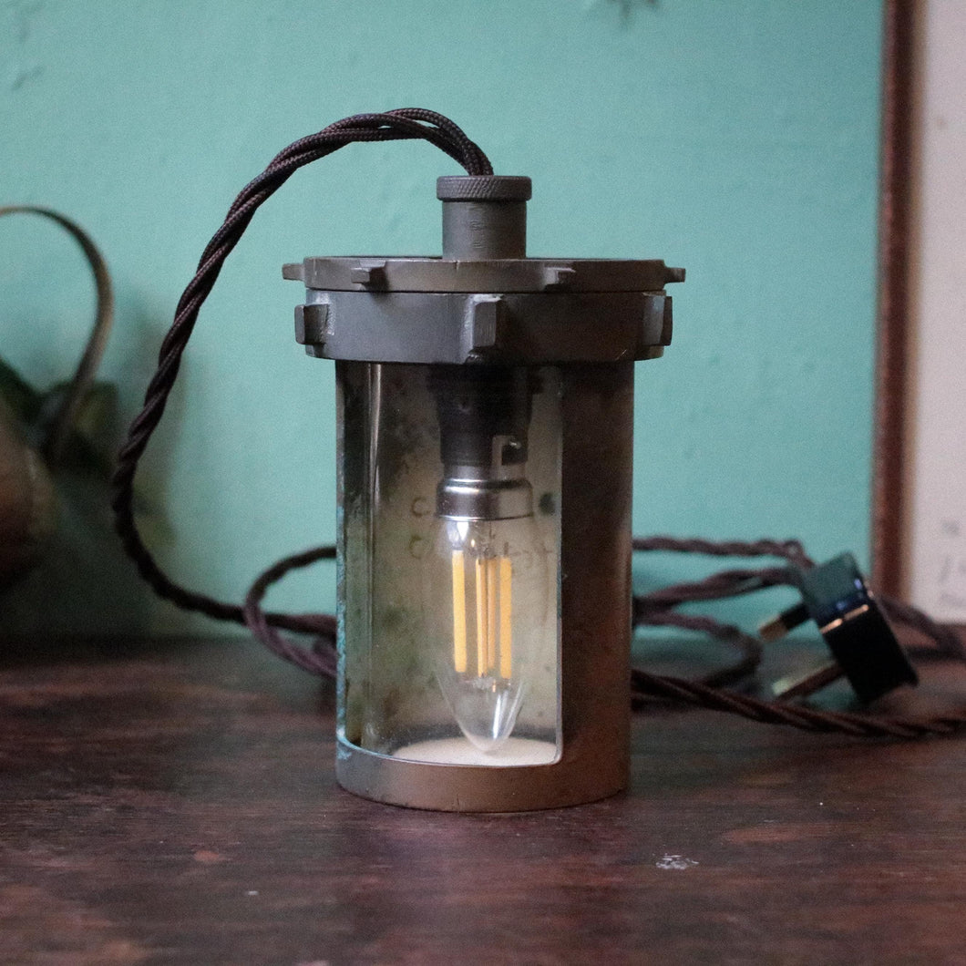 Converted Marine Brass Cylinder Passage Light – Ship’s Fitting - Rewired With New Holder -C. Mid-20th Century