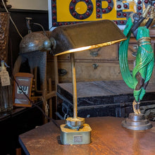 Load image into Gallery viewer, H.M.S. Apollo Ship’s Task / Bankers Lamp — Patinated Brass &amp; Bakelite Shade, Professionally Rewired
