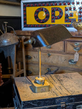 Load image into Gallery viewer, H.M.S. Apollo Ship’s Task / Bankers Lamp — Patinated Brass &amp; Bakelite Shade, Professionally Rewired
