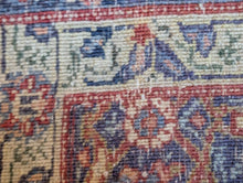 Load image into Gallery viewer, 6'1" x 4'8" - Vintage Kashan Floral Medallion Hand-Knotted Wool Rug – Soft Indigo, Terracotta &amp; Cream – 187 x 142 cm
