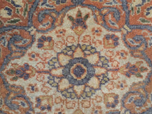 Load image into Gallery viewer, 6'1" x 4'8" - Vintage Kashan Floral Medallion Hand-Knotted Wool Rug – Soft Indigo, Terracotta &amp; Cream – 187 x 142 cm

