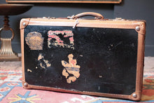 Load image into Gallery viewer, Vintage Stickered Travel Suitcase – Swedish American Line, Trans-Canada Air Lines &amp; Hotel Labels – 1930s–50s – 55 × 16 × 34 cm
