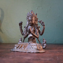 Load image into Gallery viewer, Small Antique Bronze Four-Armed Avalokiteśvara (Shadakshari / Chenrezig) — Consecration Cavity —  Esrly 20th Century — Approx. 12.5 cm High
