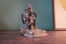 Load image into Gallery viewer, Small Antique Bronze Four-Armed Avalokiteśvara (Shadakshari / Chenrezig) — Consecration Cavity —  Esrly 20th Century — Approx. 12.5 cm High

