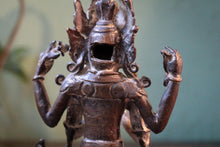 Load image into Gallery viewer, Small Antique Bronze Four-Armed Avalokiteśvara (Shadakshari / Chenrezig) — Consecration Cavity —  Esrly 20th Century — Approx. 12.5 cm High
