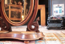 Load image into Gallery viewer, Victorian Mahogany Swing Dressing Table Mirror With Oval Plate, Scroll Supports &amp; Twin Lidded Trinket Wells
