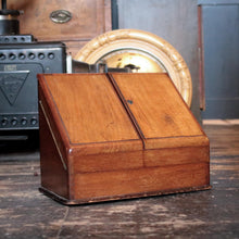 Load image into Gallery viewer, Victorian Mahogany Stationery Cabinet Writing Slope – Double Fall-Front With Letter Racks, Pen Tray &amp; Glass Inkwell, c. 1880–1900
