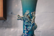 Load image into Gallery viewer, Antique Japanese Blue Porcelain Dragon Vase
