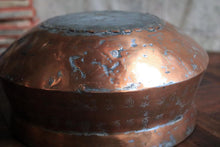 Load image into Gallery viewer, Antique Hand-Engraved Copper Lidded Pot With Tinned Interior, Indian Folk Craft - 20 cm dia

