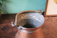 Load image into Gallery viewer, Antique Eastern Hand-Forged Copper Cauldron Pot With Swing Handle Lugs, Warm Patina - 16 cm Tall
