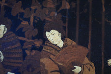 Load image into Gallery viewer, 19th-Century Japanese Papier-Mâché Charger With Bone Inlay, Samurai &amp; Courtiers Scene — 31 cm (12.2 in) Diameter
