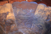 Load image into Gallery viewer, Antique Japanese Bronze Repousse Bowl With Scalloped Rim, Peacocks &amp; Floral Panels — 30 cm (11.8")
