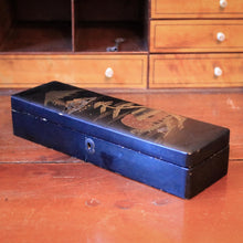 Load image into Gallery viewer, Japanese Lacquer Pen Box With Raden Shell Inlay, Mt Fuji &amp; Boat Scene, c.1920–40 – 30 x 10 x 7 cm
