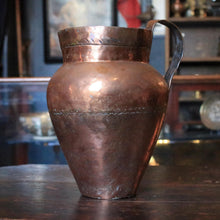 Load image into Gallery viewer, Antique Hand-Beaten Middle Eastern Copper Pitcher / Jug With – 28cm Tall
